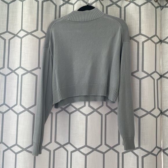 Sunday Best Mock Neck Cropped Sweater Blue - Picture 6 of 7